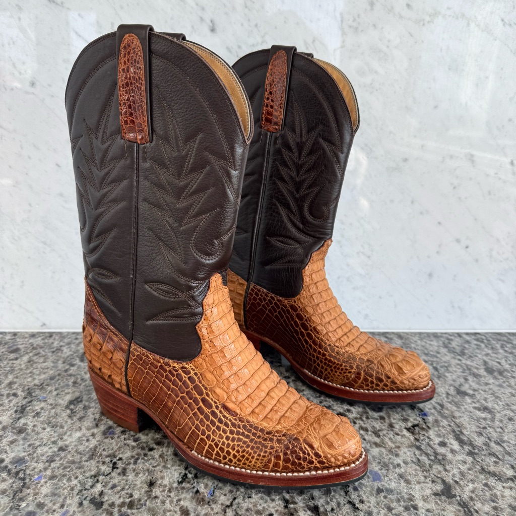 Crocodile And Cow Leather Western Boots By Tony Leather Thailand, Women Size 7.5
